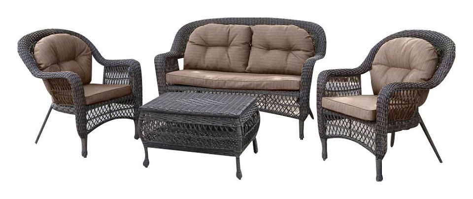картинка Комплект мебели 2+1+1 из ротанга LV520BB Brown/Beigeg от магазина "Заказ Кровли"